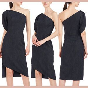 NWT $328 Kay Unger [ 10 ]‎ One Shoulder Electra Dress in Dark Midnight #Q1123